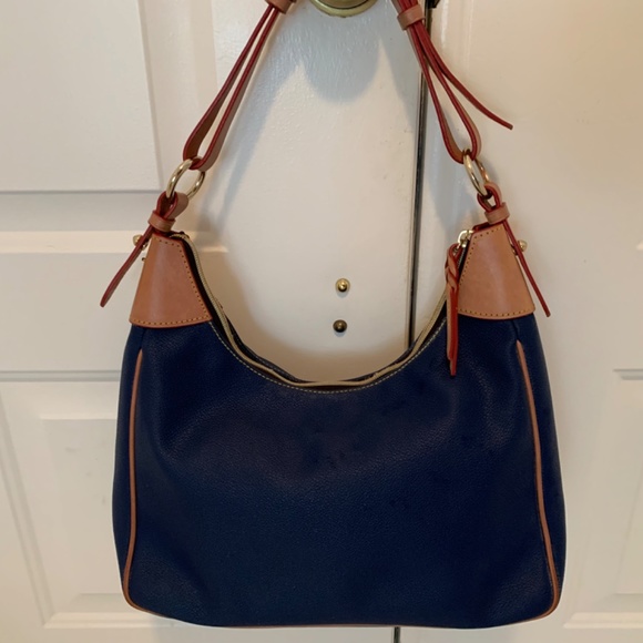Dooney and Bourke navy and tan shoulder bag - Picture 4 of 10